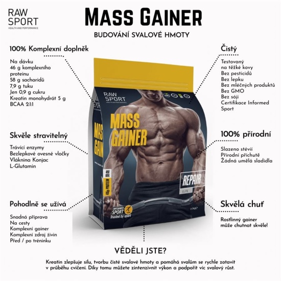 Raw Sport Elite Plant Mass Gainer 2,5kg - lemon cheesecake | Hodky.cz